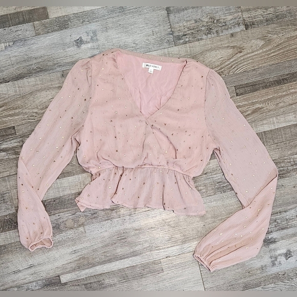 🩷❤️Wild Honey Long Sleeve  Star Sparkle Blouse Size L💜🩷 - Picture 6 of 8